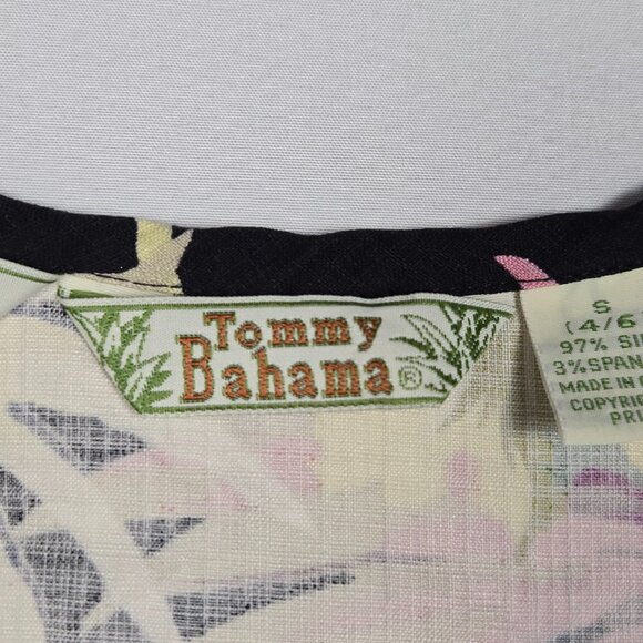 Tommy Bahama Silk Tank Top S Black Tropical Floral Print Resort Sleeveless - Picture 6 of 10